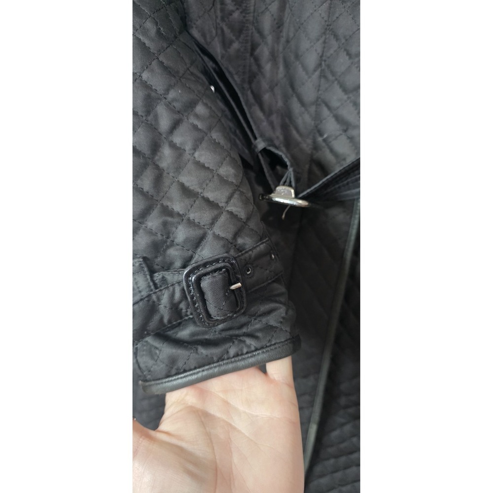 Burberry London Quilted Mid Knee Length Trench Coat Jacket Black Woman 6 Belt - Picture 2 of 12